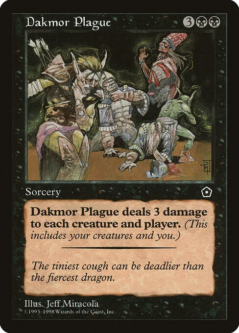 Dakmor Plague, carta Magic di tipo Sorcery illustrata da Jeff Miracola