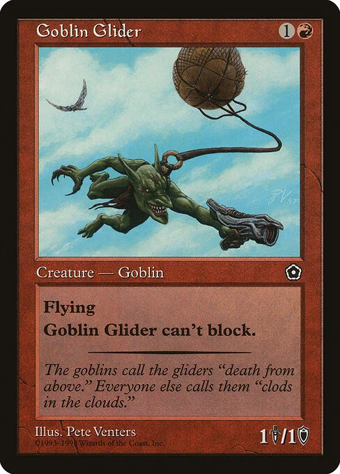 Goblin Glider, carta Magic di tipo Creature — Goblin illustrata da Pete Venters