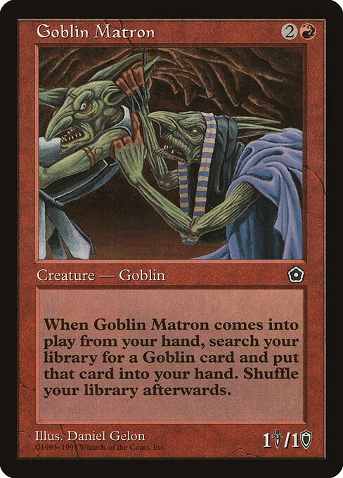 Goblin Matron, carta Magic di tipo Creature — Goblin illustrata da Daniel Gelon