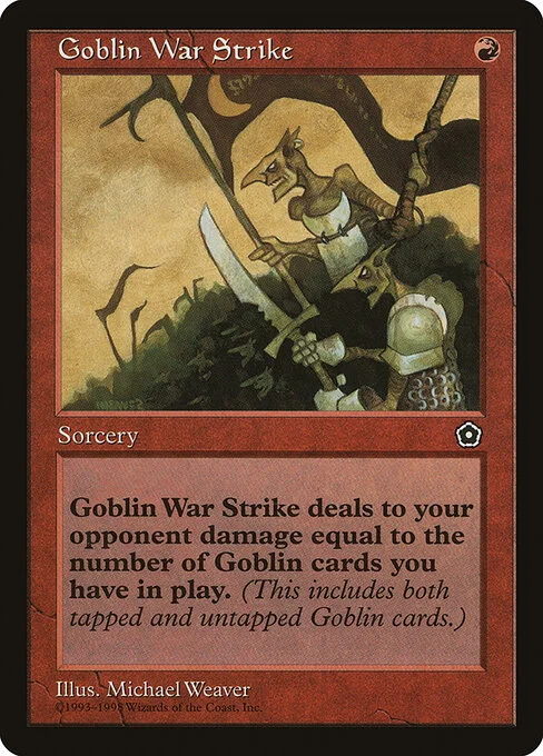Goblin War Strike, carta Magic di tipo Sorcery illustrata da Michael Weaver