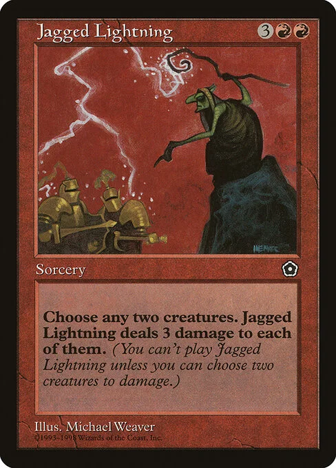 Jagged Lightning, carta Magic di tipo Sorcery illustrata da Michael Weaver