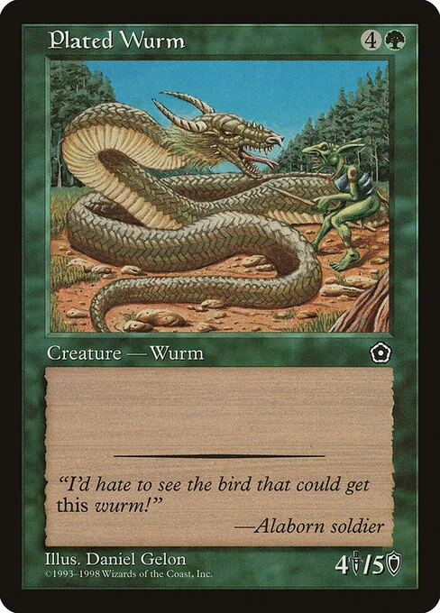 Plated Wurm, carta Magic di tipo Creature — Wurm illustrata da Daniel Gelon