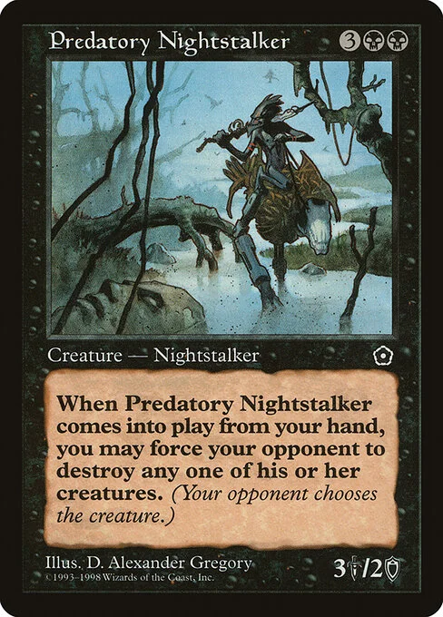Predatory Nightstalker, carta Magic di tipo Creature — Nightstalker illustrata da D. Alexander Gregory
