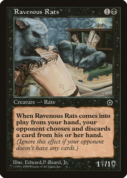 Ravenous Rats, carta Magic di tipo Creature — Rat illustrata da Edward P. Beard, Jr.