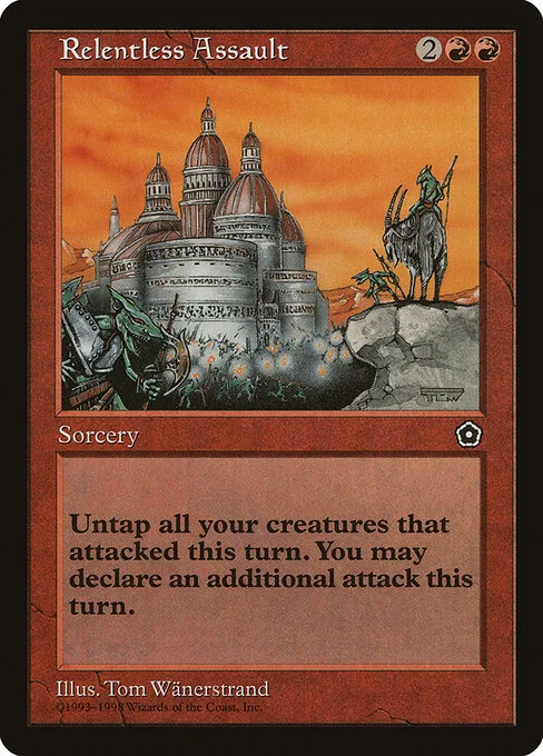 Relentless Assault, carta Magic di tipo Sorcery illustrata da Tom Wänerstrand