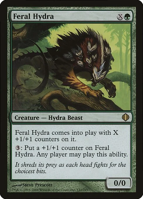 Feral Hydra, carta Magic di tipo Creature — Hydra Beast illustrata da Steve Prescott