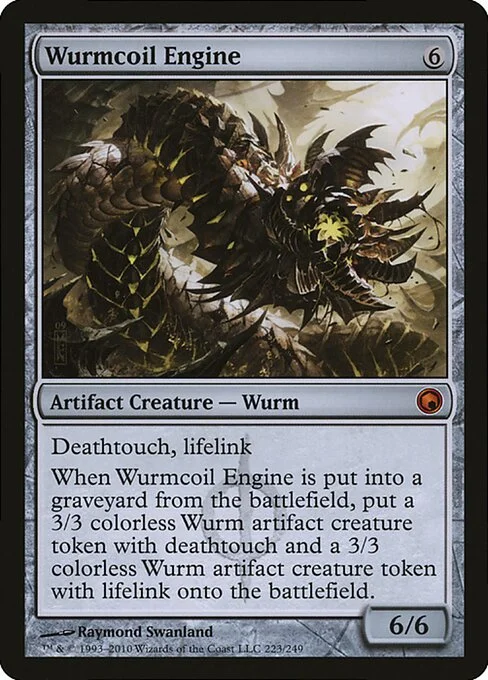 Wurmcoil Engine, carta Magic di tipo Artifact Creature — Phyrexian Wurm illustrata da Raymond Swanland