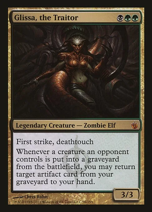 Glissa, the Traitor, carta Magic di tipo Legendary Creature — Phyrexian Zombie Elf illustrata da Chris Rahn