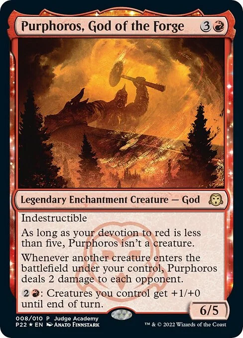 Purphoros, God of the Forge, carta Magic di tipo Legendary Enchantment Creature — God illustrata da Anato Finnstark