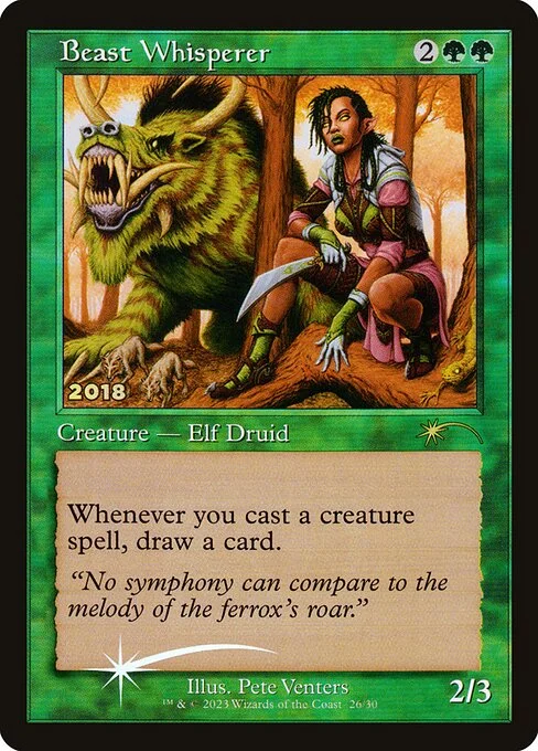 Beast Whisperer, carta Magic di tipo Creature — Elf Druid illustrata da Pete Venters