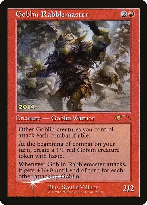 Goblin Rabblemaster, carta Magic di tipo Creature — Goblin Warrior illustrata da Svetlin Velinov