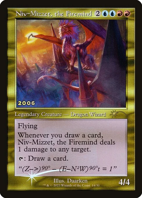 Niv-Mizzet, the Firemind, carta Magic di tipo Legendary Creature — Dragon Wizard illustrata da Daarken