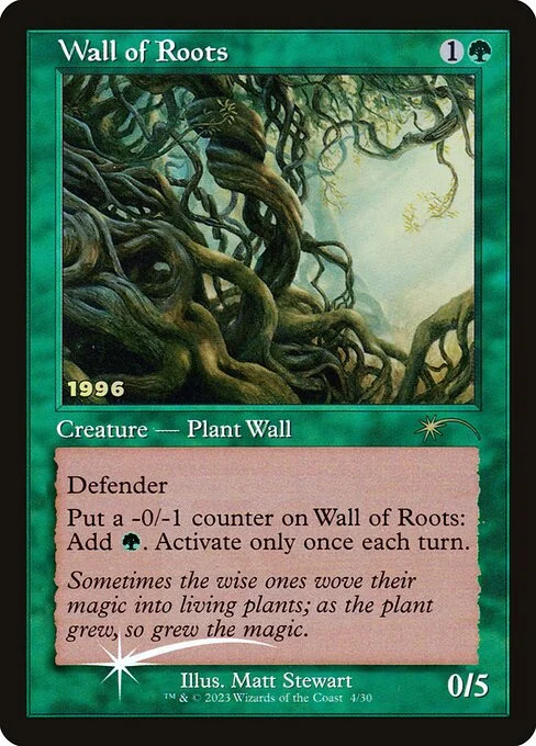 Wall of Roots, carta Magic di tipo Creature — Plant Wall illustrata da Matt Stewart