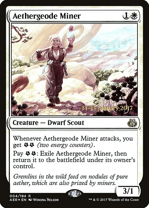 Aethergeode Miner, carta Magic di tipo Creature — Dwarf Scout illustrata da Winona Nelson