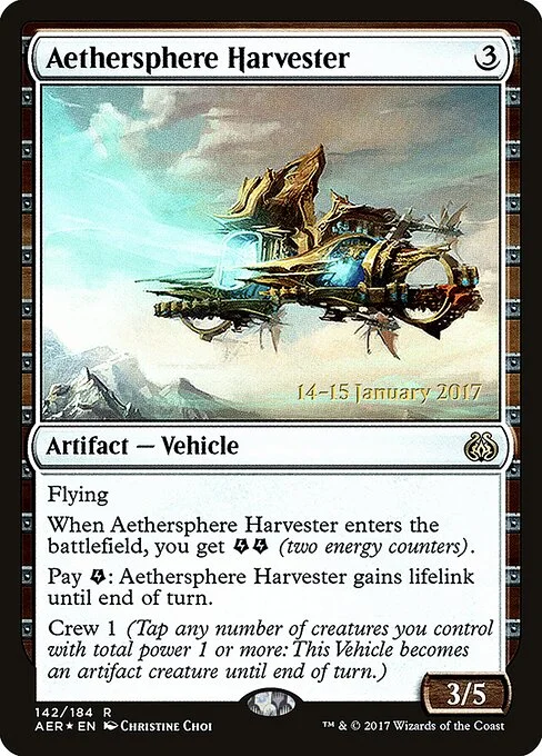 Aethersphere Harvester, carta Magic di tipo Artifact — Vehicle illustrata da Christine Choi