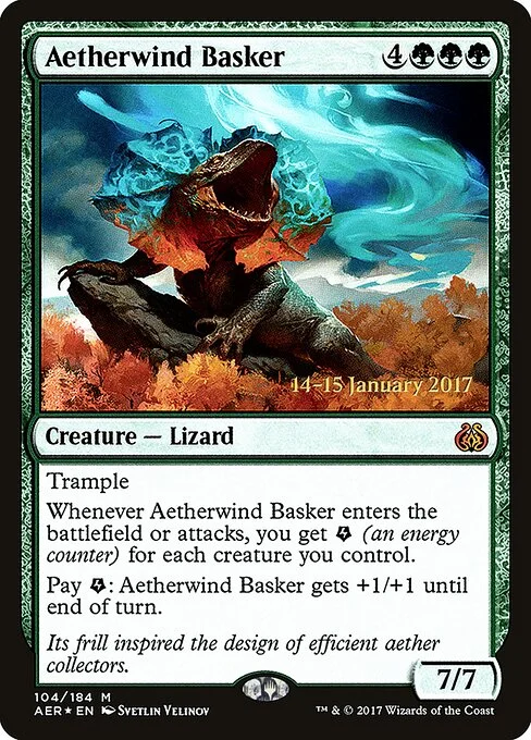 Aetherwind Basker, carta Magic di tipo Creature — Lizard illustrata da Svetlin Velinov