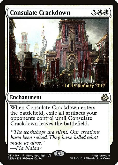 Consulate Crackdown, carta Magic di tipo Enchantment illustrata da Jonas De Ro