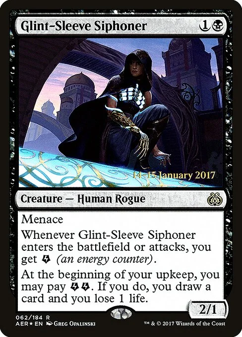 Glint-Sleeve Siphoner, carta Magic di tipo Creature — Human Rogue illustrata da Greg Opalinski