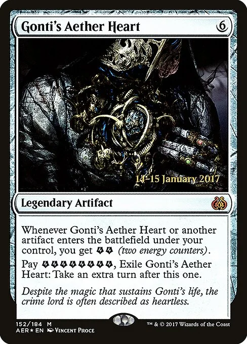 Gonti's Aether Heart, carta Magic di tipo Legendary Artifact illustrata da Vincent Proce