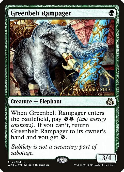 Greenbelt Rampager, carta Magic di tipo Creature — Elephant illustrata da Filip Burburan