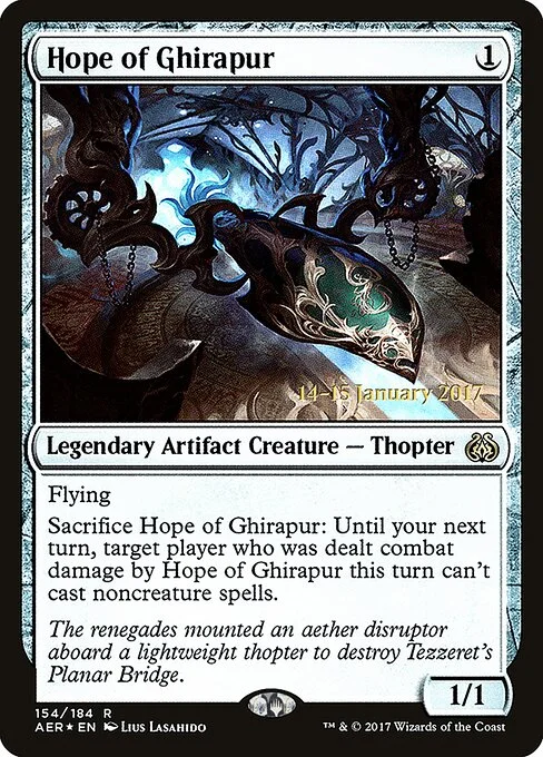Hope of Ghirapur, carta Magic di tipo Legendary Artifact Creature — Thopter illustrata da Lius Lasahido