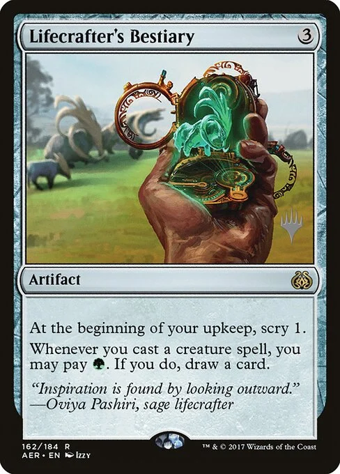 Lifecrafter's Bestiary, carta Magic di tipo Artifact illustrata da Izzy