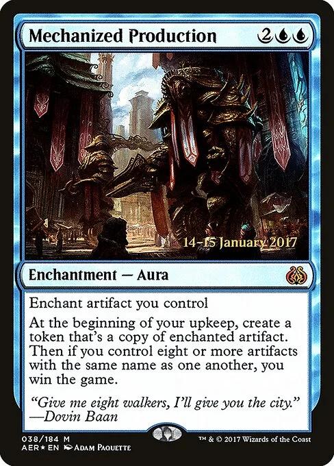 Mechanized Production, carta Magic di tipo Enchantment — Aura illustrata da Adam Paquette