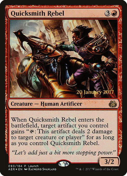 Quicksmith Rebel, carta Magic di tipo Creature — Human Artificer illustrata da Raymond Swanland