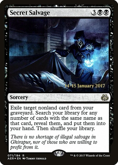 Secret Salvage, carta Magic di tipo Sorcery illustrata da Tommy Arnold