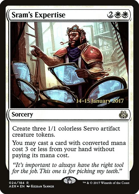 Sram's Expertise, carta Magic di tipo Sorcery illustrata da Kieran Yanner