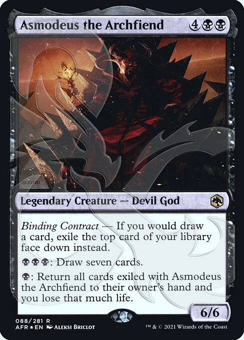Asmodeus the Archfiend, carta Magic di tipo Legendary Creature — Devil God illustrata da Aleksi Briclot