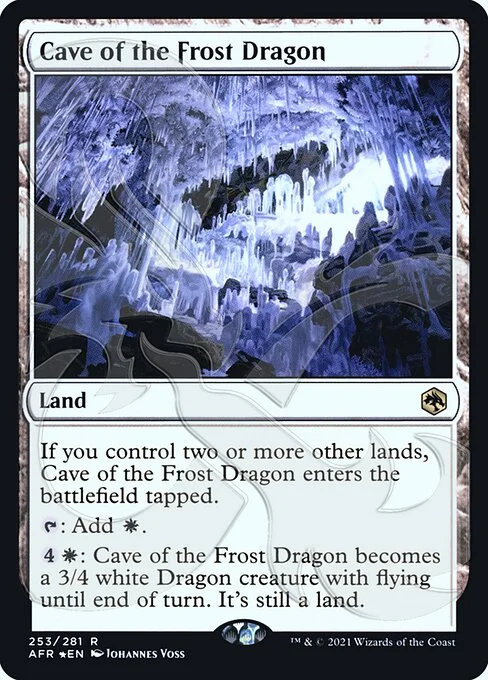 Cave of the Frost Dragon, carta Magic di tipo Land illustrata da Johannes Voss