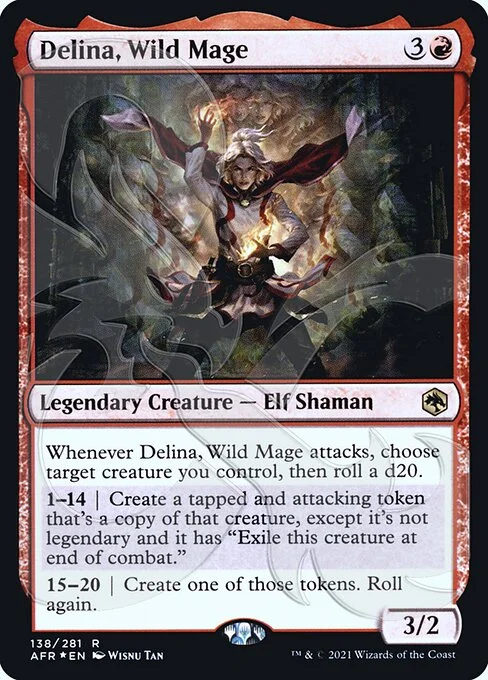 Delina, Wild Mage, carta Magic di tipo Legendary Creature — Elf Shaman illustrata da Wisnu Tan