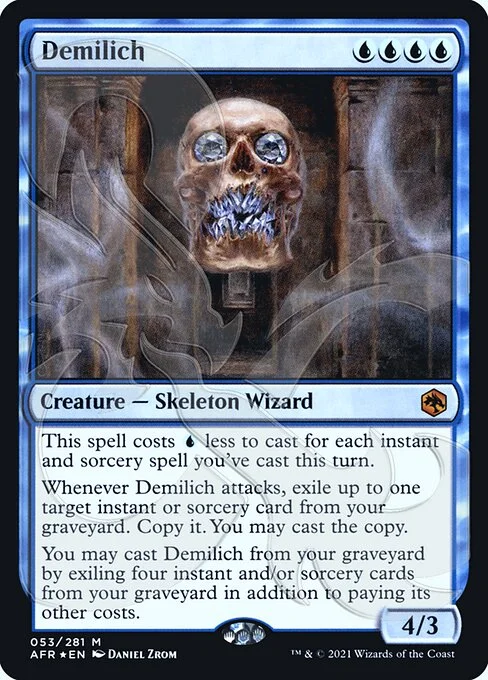 Demilich, carta Magic di tipo Creature — Skeleton Wizard illustrata da Daniel Zrom