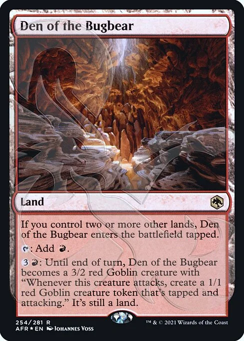 Den of the Bugbear, carta Magic di tipo Land illustrata da Johannes Voss