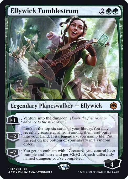 Ellywick Tumblestrum, carta Magic di tipo Legendary Planeswalker — Ellywick illustrata da Anna Steinbauer