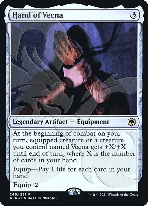 Hand of Vecna, carta Magic di tipo Legendary Artifact — Equipment illustrata da Irina Nordsol