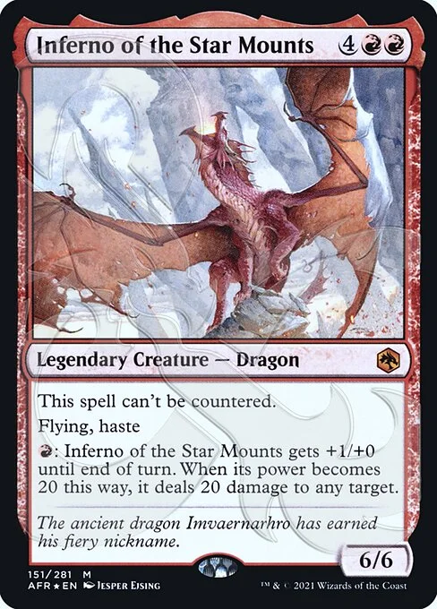 Inferno of the Star Mounts, carta Magic di tipo Legendary Creature — Dragon illustrata da Jesper Ejsing