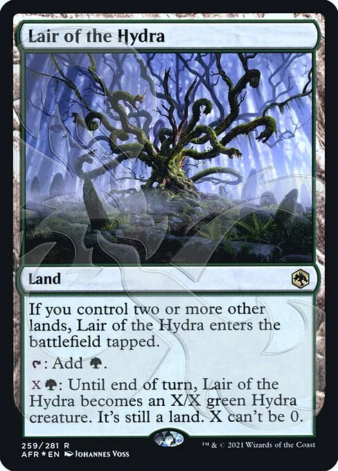 Lair of the Hydra, carta Magic di tipo Land illustrata da Johannes Voss