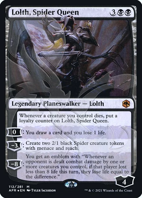 Lolth, Spider Queen, carta Magic di tipo Legendary Planeswalker — Lolth illustrata da Tyler Jacobson