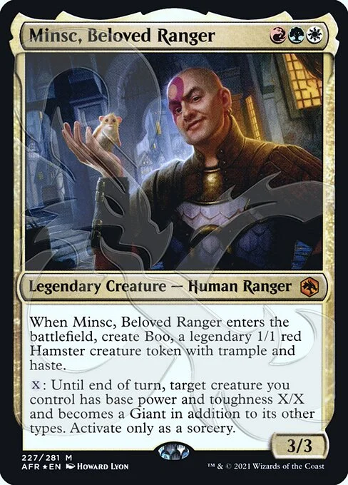Minsc, Beloved Ranger, carta Magic di tipo Legendary Creature — Human Ranger illustrata da Howard Lyon
