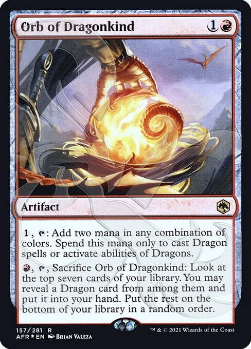Orb of Dragonkind, carta Magic di tipo Artifact illustrata da Brian Valeza