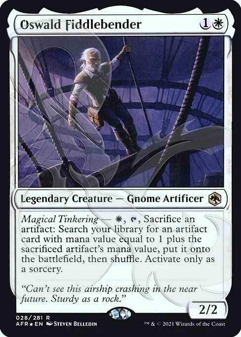 Oswald Fiddlebender, carta Magic di tipo Legendary Creature — Gnome Artificer illustrata da Steven Belledin