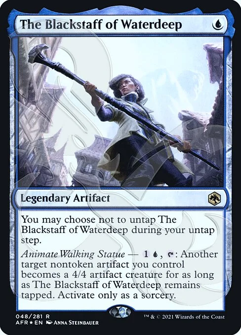 The Blackstaff of Waterdeep, carta Magic di tipo Legendary Artifact illustrata da Anna Steinbauer