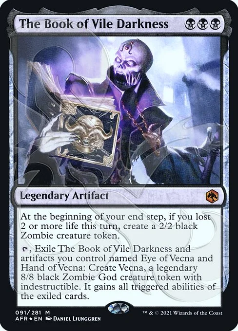 The Book of Vile Darkness, carta Magic di tipo Legendary Artifact — Book illustrata da Daniel Ljunggren