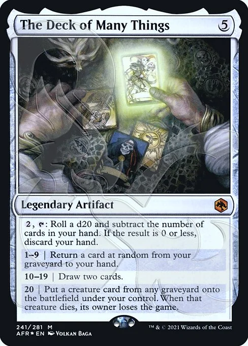 The Deck of Many Things, carta Magic di tipo Legendary Artifact illustrata da Volkan Baǵa