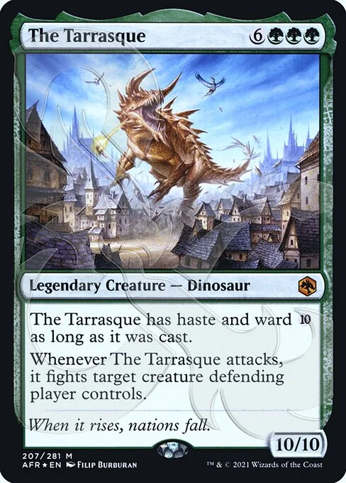 The Tarrasque, carta Magic di tipo Legendary Creature — Dinosaur illustrata da Filip Burburan