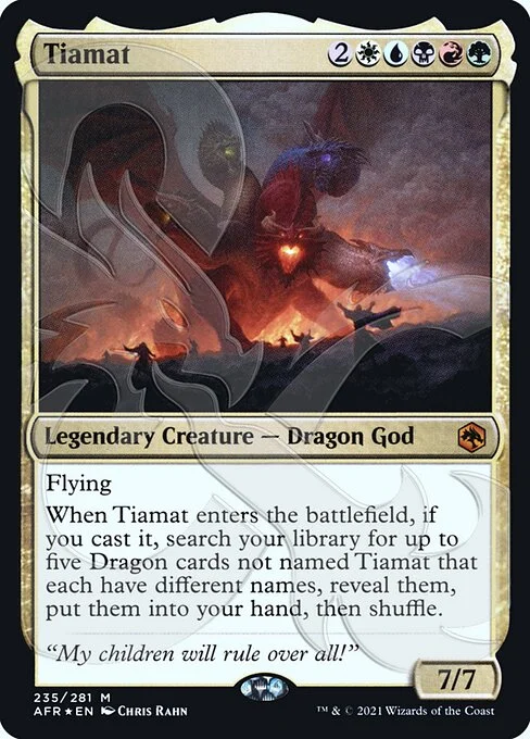 Tiamat, carta Magic di tipo Legendary Creature — Dragon God illustrata da Chris Rahn