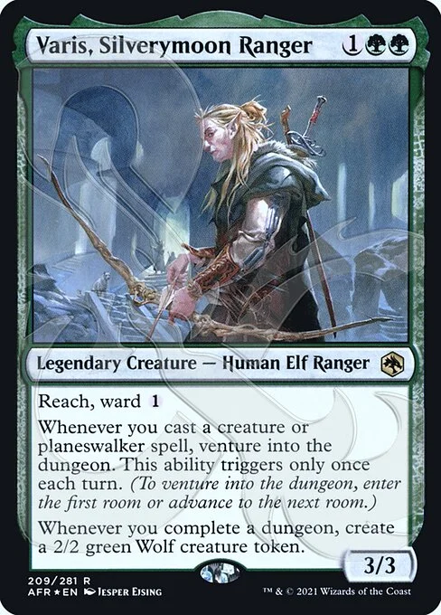 Varis, Silverymoon Ranger, carta Magic di tipo Legendary Creature — Human Elf Ranger illustrata da Jesper Ejsing