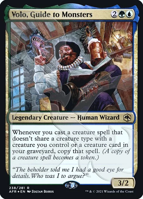 Volo, Guide to Monsters, carta Magic di tipo Legendary Creature — Human Wizard illustrata da Zoltan Boros